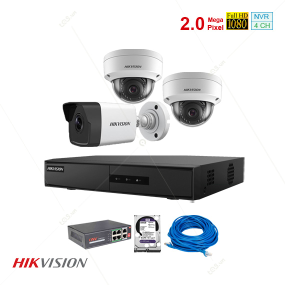 Trọn bộ 3 camera Hikvision
